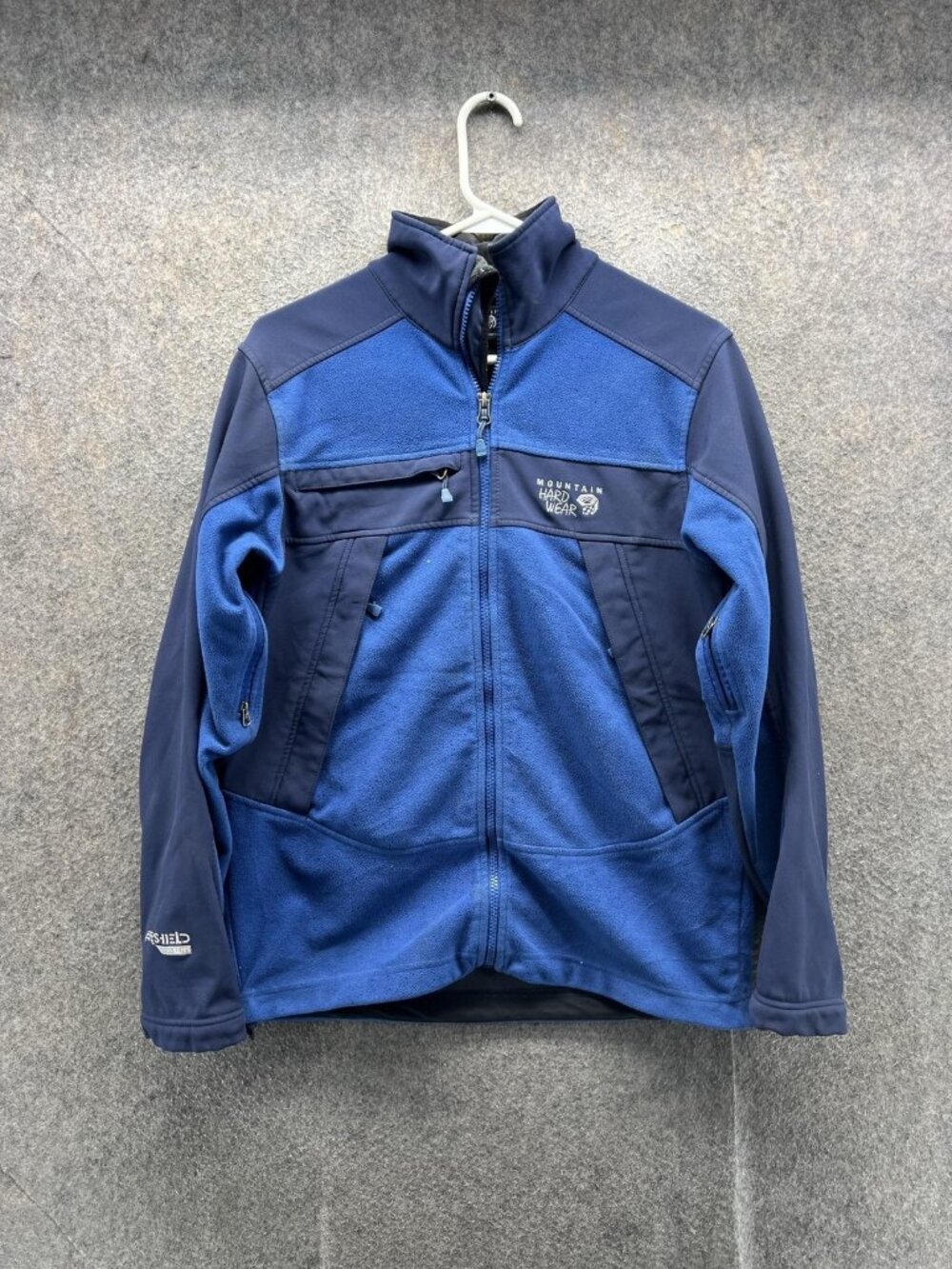 Mountain Hardwear Fleece Jacket Mens Small Blue Full Zip Colorblock Hiking Trail